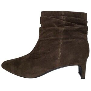 Andiamo Size 11 Ankle Boots Slouchy Pointed Toe Block Heel Side Zip Brown New